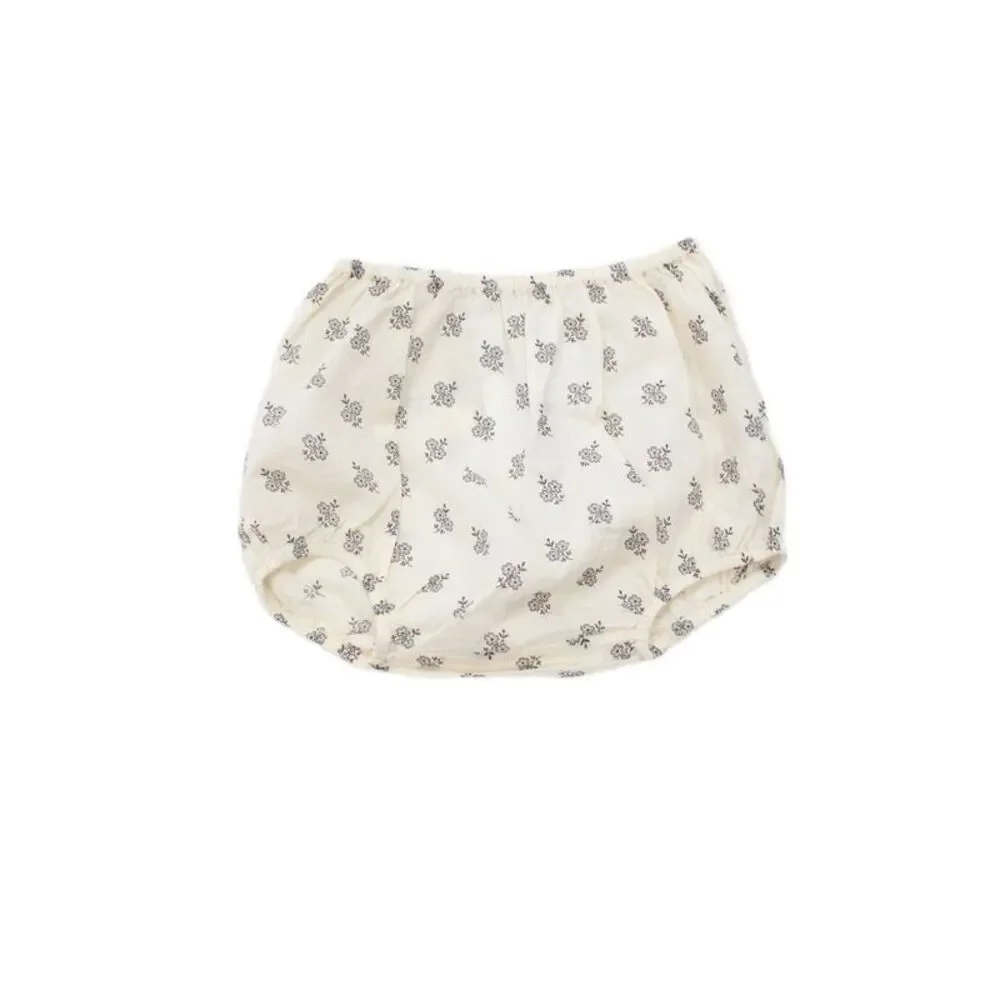 Bonpoint Girls Elastic Waistband Floral Printed Bottoms White Brown Size 12M